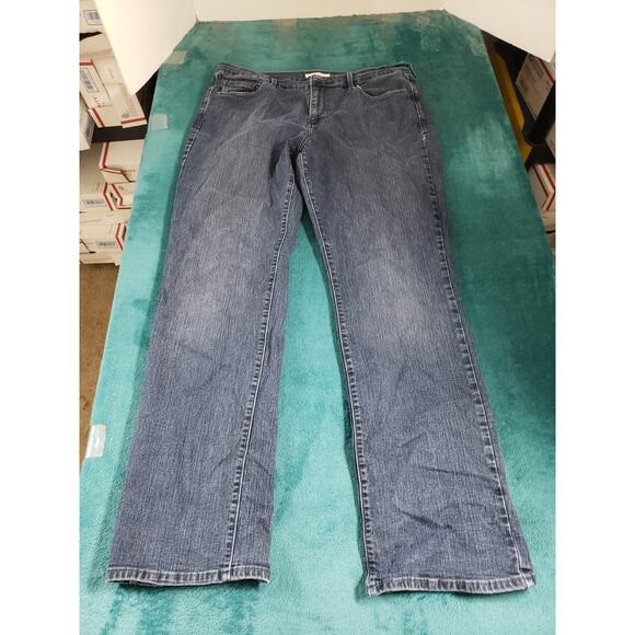 Levis 505 Jeans Size 14 Womens Blue Stretch Pants Denim Mid Rise Straight - Picture 2 of 15